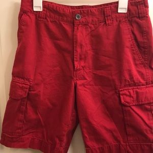 Red cargo shorts